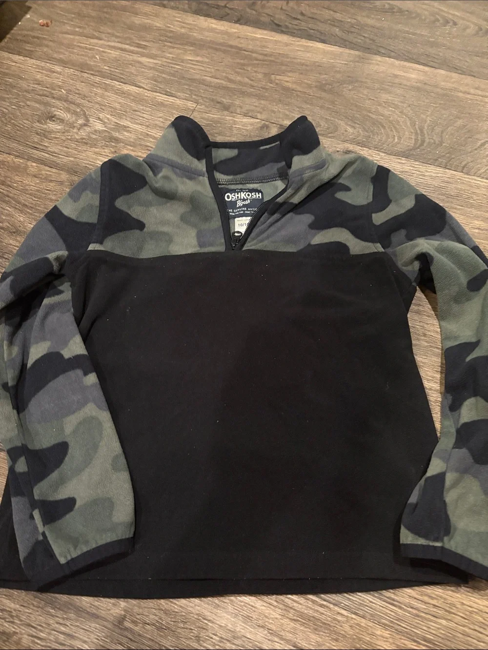 FREE in bundle OshKosh B'gosh Black Quarter-Zip Sweater with Green Camo Accents